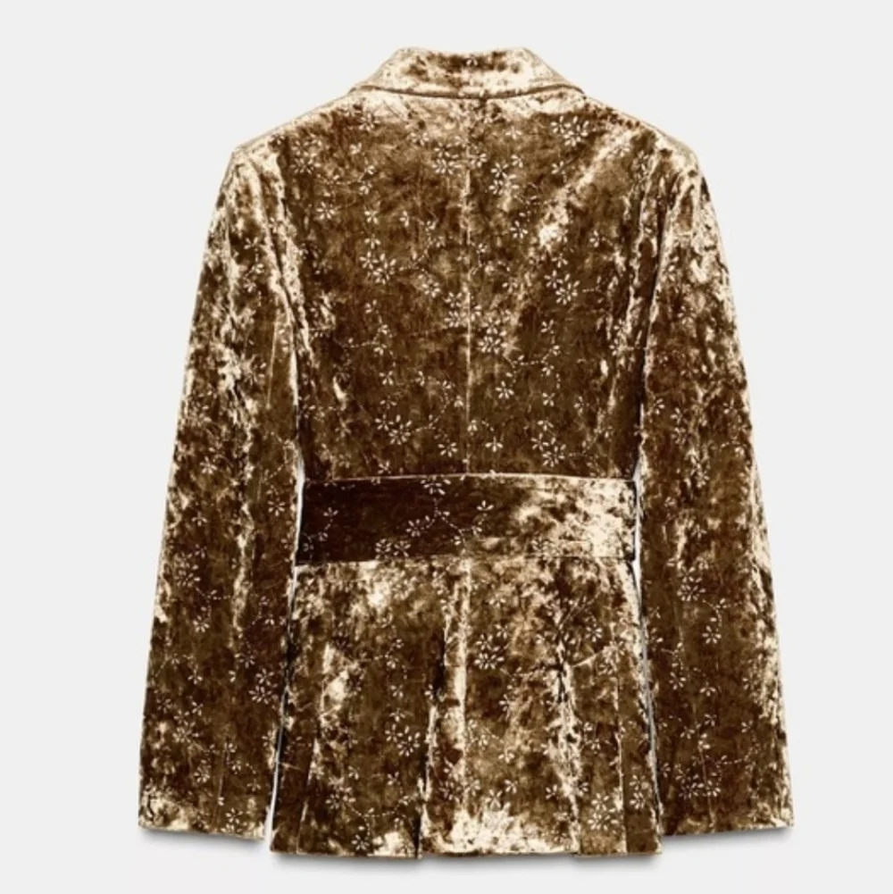ZARA METALLIC THREAD VELVET BLAZER WITH BELT SIZE XL